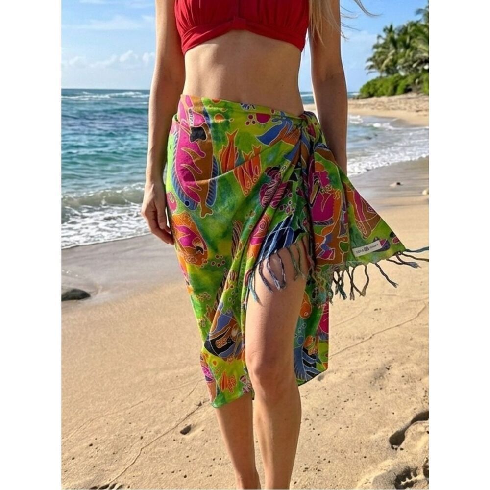 Idea Nuova Colorful Tropical Fish Print Beach Sarong Wrap Coverup Swimwear Boho.